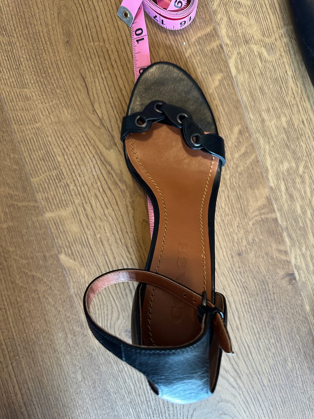 Coach Black Ankle-Strap Block Heel Sandals - Size 7.5/Size 8 - Picture 9 of 12